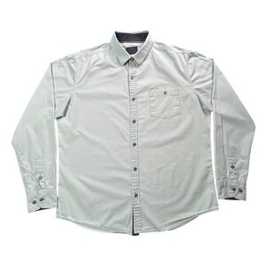 Day & Age L/S Cotton Button Up Mens Size Large Light Blue with Dark Blue Accents